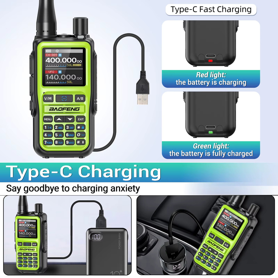 BAOFENG UV-5R Mini Walkie Talkie mit Bluetooth und Air Band, Drahtloses Funkgerät mit 999 Kanälen in Schwarz oder Orange - Bild 6