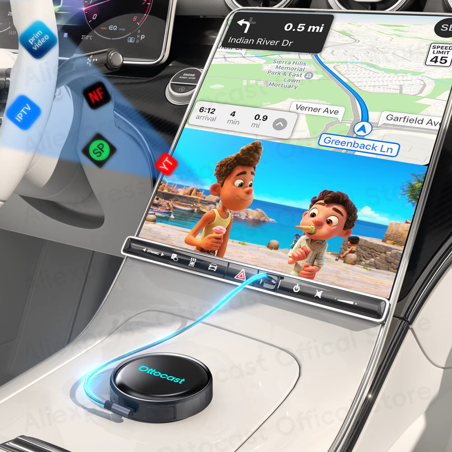 OTTOCAST P3 PRO AI Box Smart SM6225 Android Box für kabelloses CarPlay und Android Auto mit Sprachsteuerung, Schwarz - Bild 4