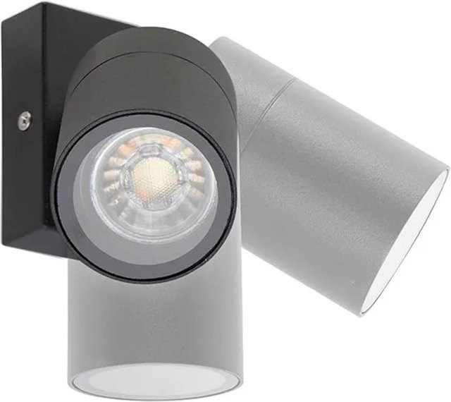 QAZQA Außenwandleuchte Schwarz aus Edelstahl, verstellbar und dimmbar, IP44, GU10, modernes Design - Bild 1