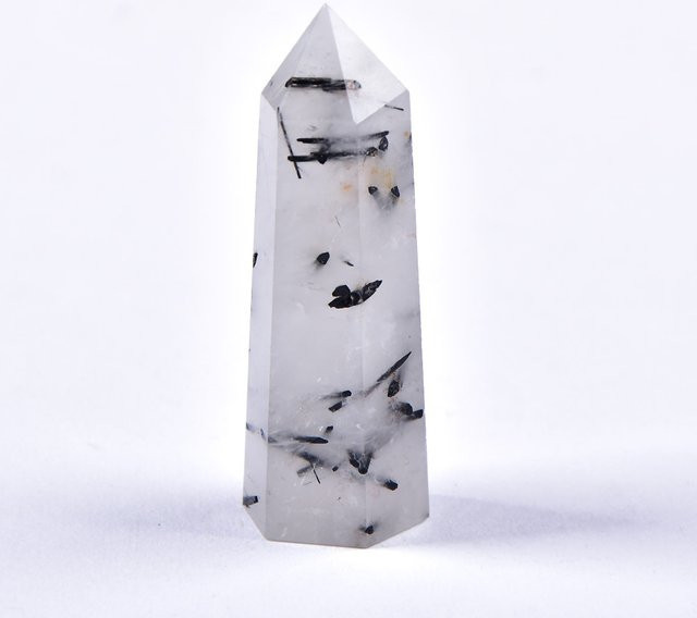 RYCRYSTAL Schwarzer Turmalin Quarz Obelisk als natürlicher Heilstein in sechseckiger Prismenform - Bild 1