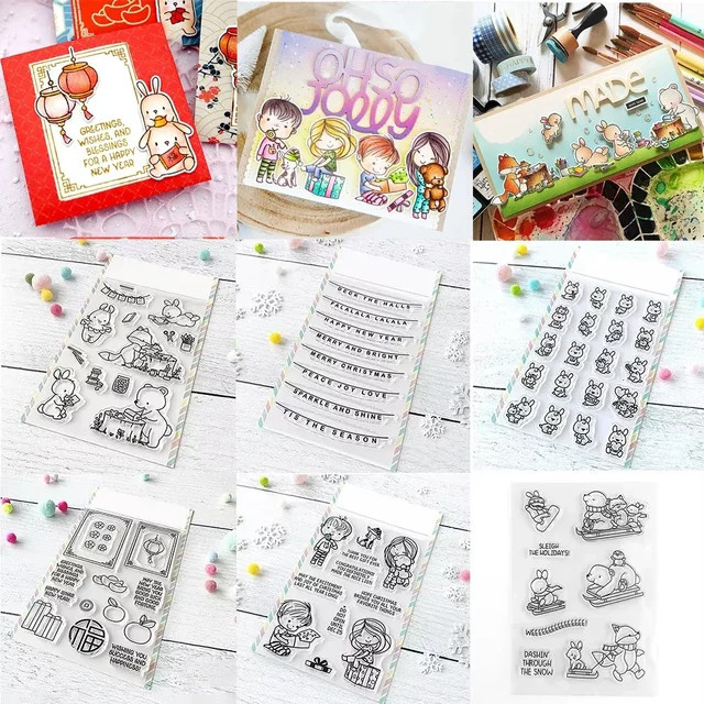 Roter Umschlag mit Känguru-Stempel und Stanzformen für DIY-Scrapbooking-Bastelarbeiten aus Kunststoff - Bild 1