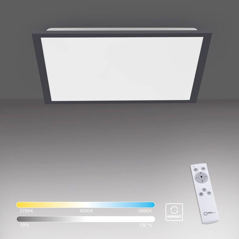 Just Light LED-Deckenpanel FLAT dimmbar mit Fernbedienung, CCT-Lichtmanagement, schwarz/weiß, B/T/H: 44,5 x 44,5 x 7 cm - Bild 3