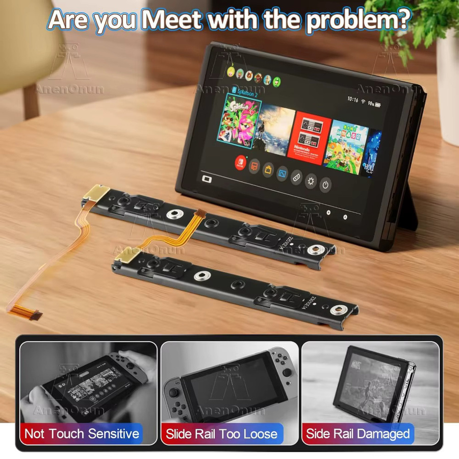 Nintendo Switch Premium Ersatzset für Konsolenschiebeschienen mit Sensor-Flexkabel in Schwarz (Links und Rechts) - Bild 2