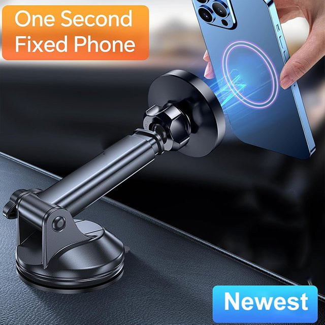 UYUXIO Magnetische Kabellose Auto-Handyhalterung für Armaturenbrett und Windschutzscheibe mit 15W Schnellladefunktion in Schwarz für iPhone 16 15 14 Pro Max 12 - Bild 1