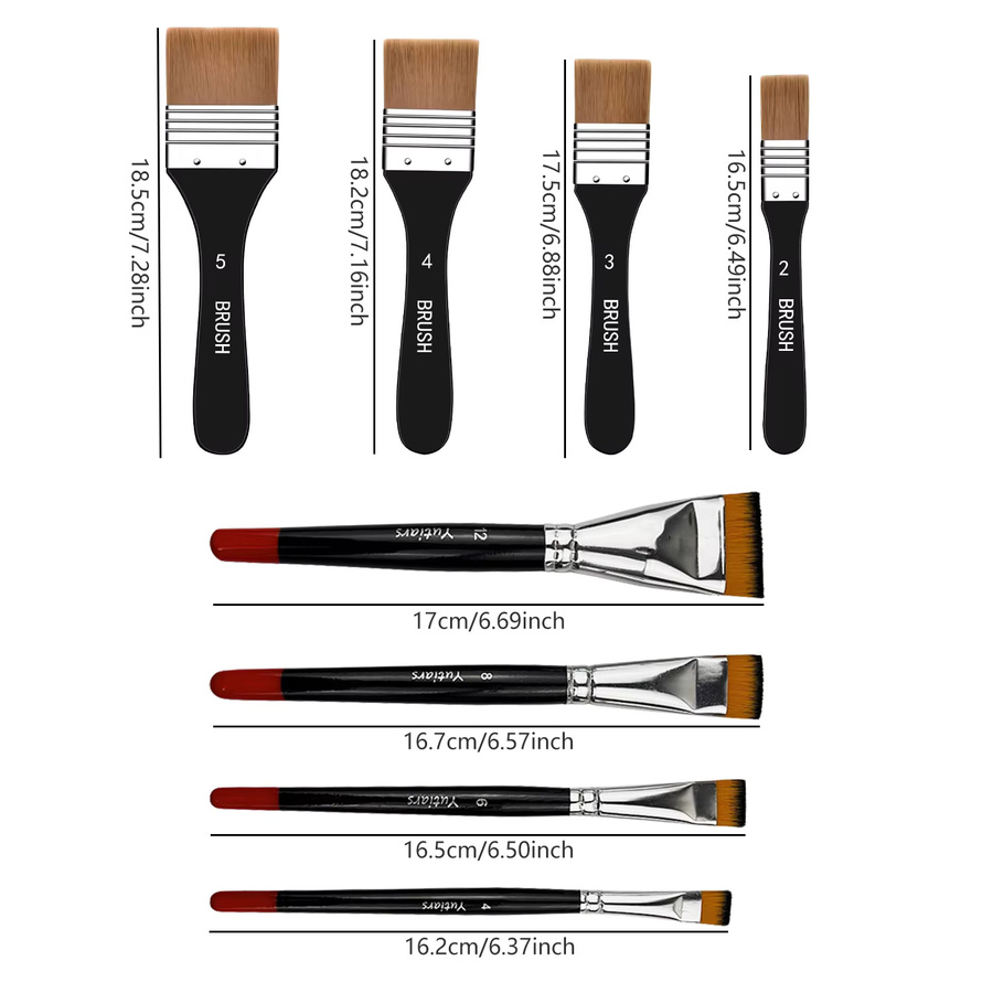 Yutiars Nylon-Kunstpinsel-Set mit 8 Teilen für Acryl, Öl, Aquarell und Gesso - Bild 2