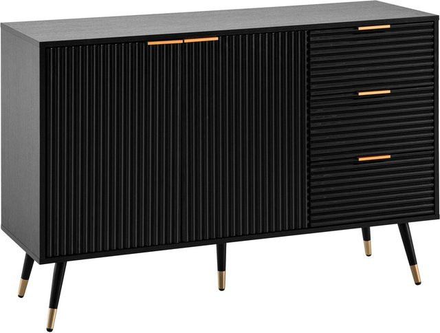 Modernes Sideboard Wohnling in Schwarz und Gold, B/H/T: 120 x 80 x 40 cm - Bild 1