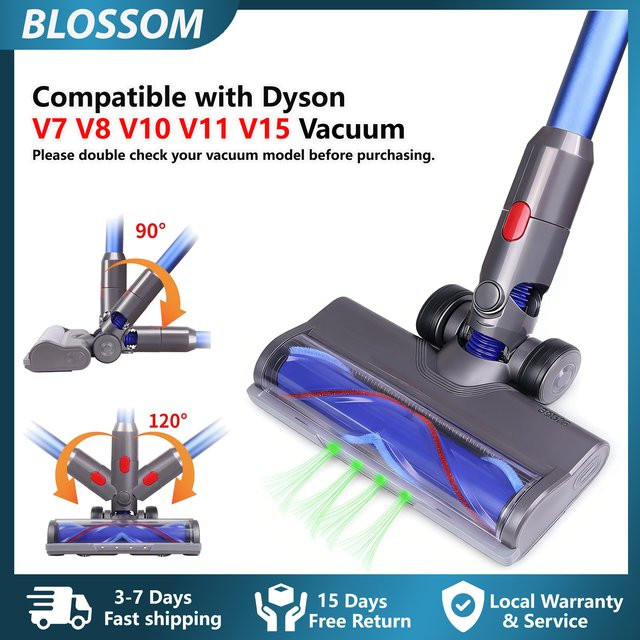 Blossom Rollenbürste mit Bürstenkopf für Dyson V7 V8 V10 V11 V15 Handstaubsauger zur Teppichreinigung in Schwarz und Grau, B/T/H: 25,5 x 13,0 x 1,0 cm - Bild 1
