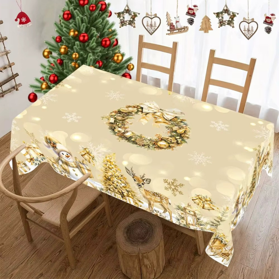 VIKAMA Tischdekoration Schneemann-Design in Silber und Beige, rechteckig und wasserdicht, ideal für Weihnachten und Silvester - Bild 2