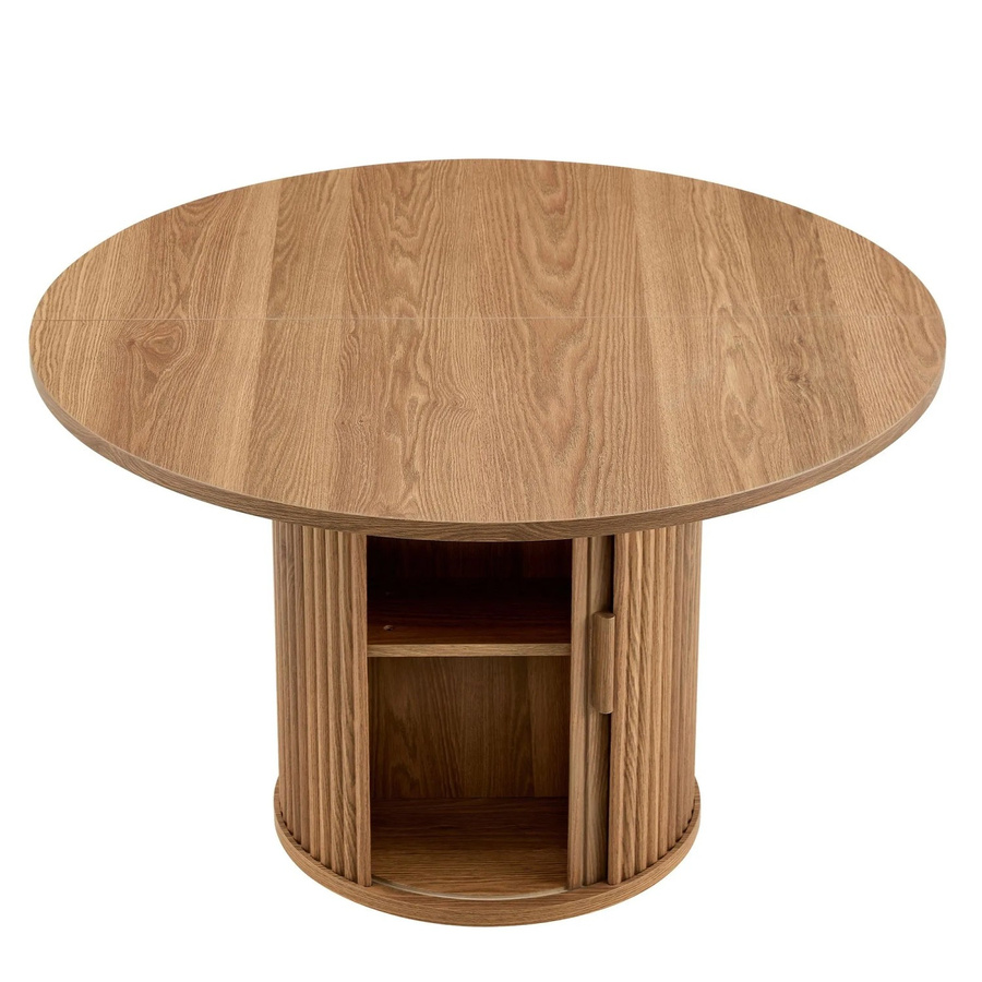 okwish Esstisch im Landhausstil mit Rund Design für 4-6 Personen, Farbe: Weiß/Braun, Durchmesser: 120 cm, Höhe: 75 cm - Bild 1