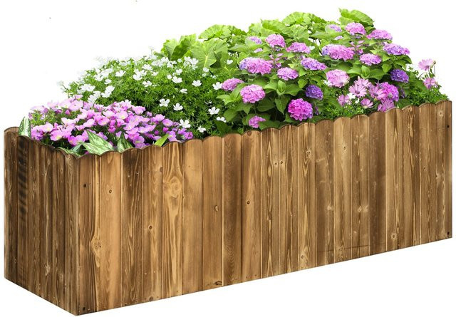 Outsunny Hochbeet aus Tannenholz in Beige, B/T/H: 120 x 40 x 40 cm - Bild 1