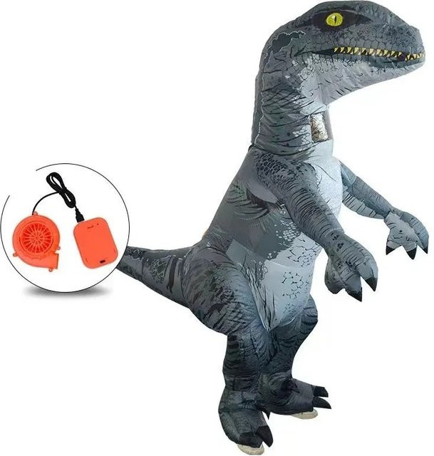 Hangchen Family Dinosaurier Aufblasbares Ganzkörper-Verkleidung, Grau - Bild 1