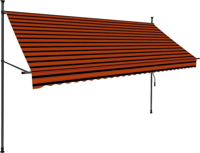 vidaXL Einziehbare Markise Handbetrieben mit LED, Farbe: Orange Braun, Breite: 300 cm, Tiefe: 120 cm - Bild 1