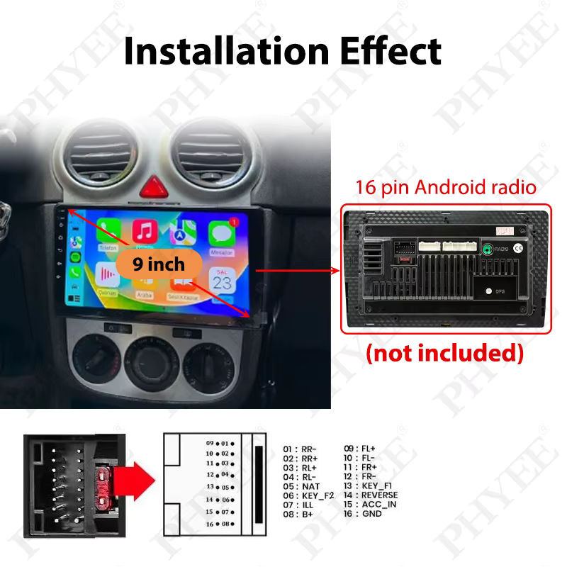 PHYEE 9-Zoll Android Panel Rahmen mit Quadlock CAN-Bus-Decoder-Kabelbaum und SWC-Retention in Schwarz für Opel Astra H, Corsa D und Antara - Bild 6