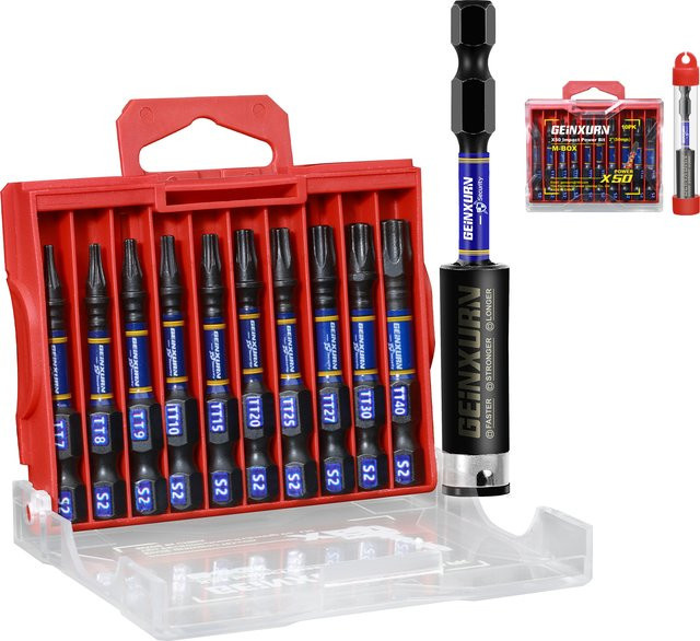 Geinxurn Impact Security Torx magnetischer Schraubendreher-Bit-Satz mit M-Box und Multi-Hollow-Torx-Köpfen (TT7-TT40) - Bild 1