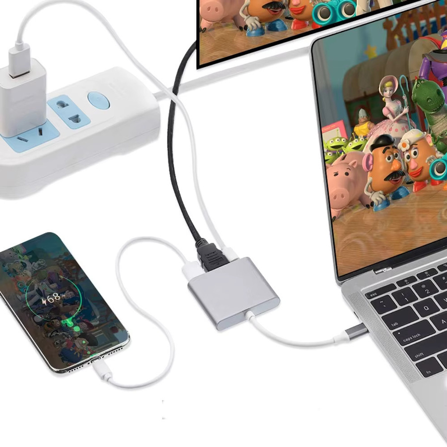 USB-C-zu-HDMI-Dockingstation mit USB 3.0 und 4K UHD Auflösung, schwarzer Hub für Laptops, MacBook, Samsung und Huawei - Bild 3