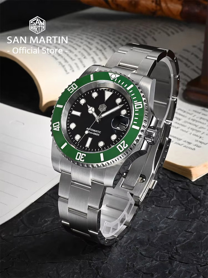 San Martin Taucheruhr, Automatik, Edelstahl, 40 mm, Herren, Schwarz - Bild 3