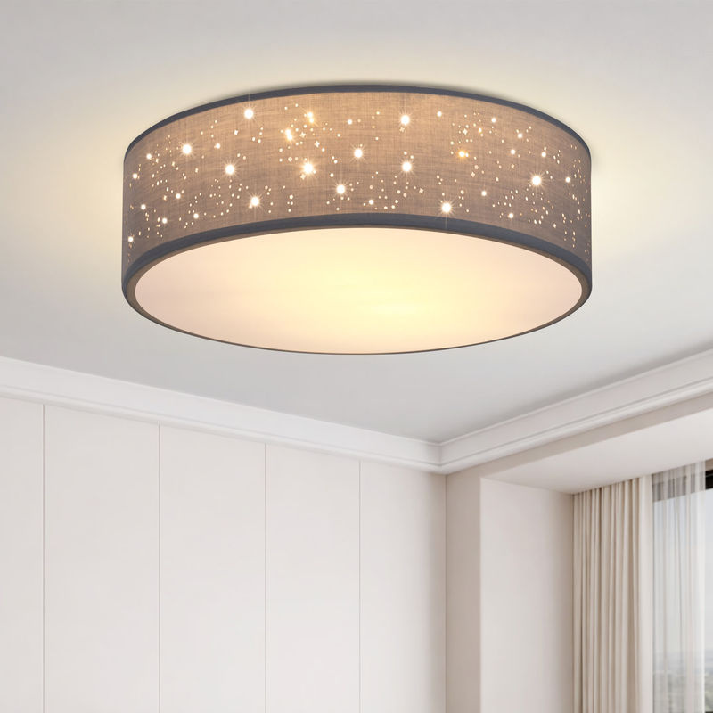Monzana Deckenlampe Sternenhimmel in Grau aus Stoff und Aluminium, Durchmesser: 38 cm - Bild 2
