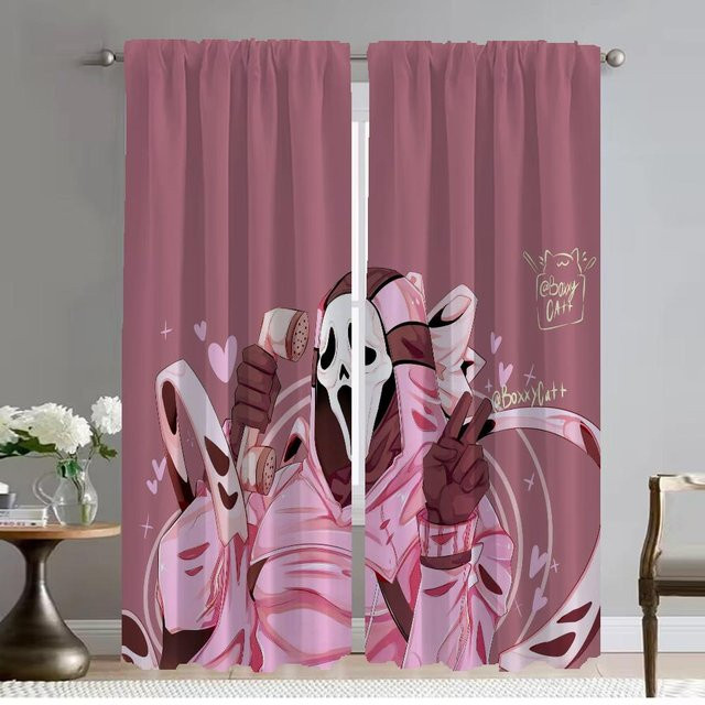 Ghostface Halloween Vorhänge Set aus 2 Stück, Grau, B: 50 cm, H: 70 cm - Bild 1
