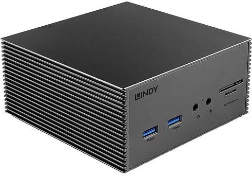 LINDY DST-Pro 101 USB-C Dockingstation mit HDMI, DisplayPort und 1GbE Ethernet für Laptop, 4K UHD Unterstützung, 100 Watt Power Delivery, Schwarz/Grau - Bild 1