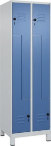 C+P Z-Spind Classic PLUS mit 4 Fächern, Füße, Sicherheits-Drehriegel, Grau/Blau, H x B x T: 195 x 60 x 50 cm - Bild 1
