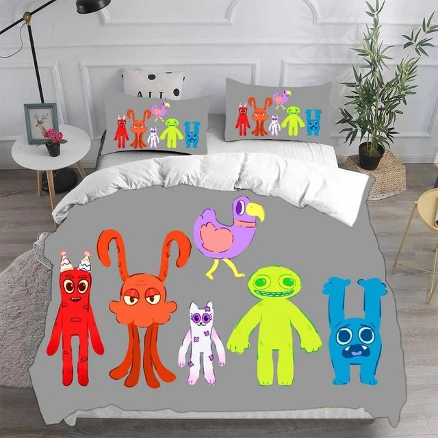 Garten of Banban Bettwäsche-Set mit 3D-Druck für Kinder, bestehend aus Bettbezug und Kissenbezügen, Mehrfarbig, B/H: 200 x 200 cm - Bild 1