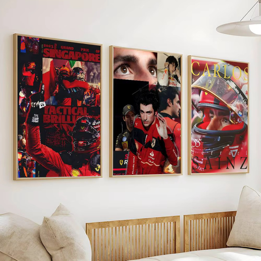 Selbstklebendes Wandbild Racing C-Carlos Chilis S-Sainz Poster als wasserdichter Kunst Aufkleber in Mehrfarben - Bild 5