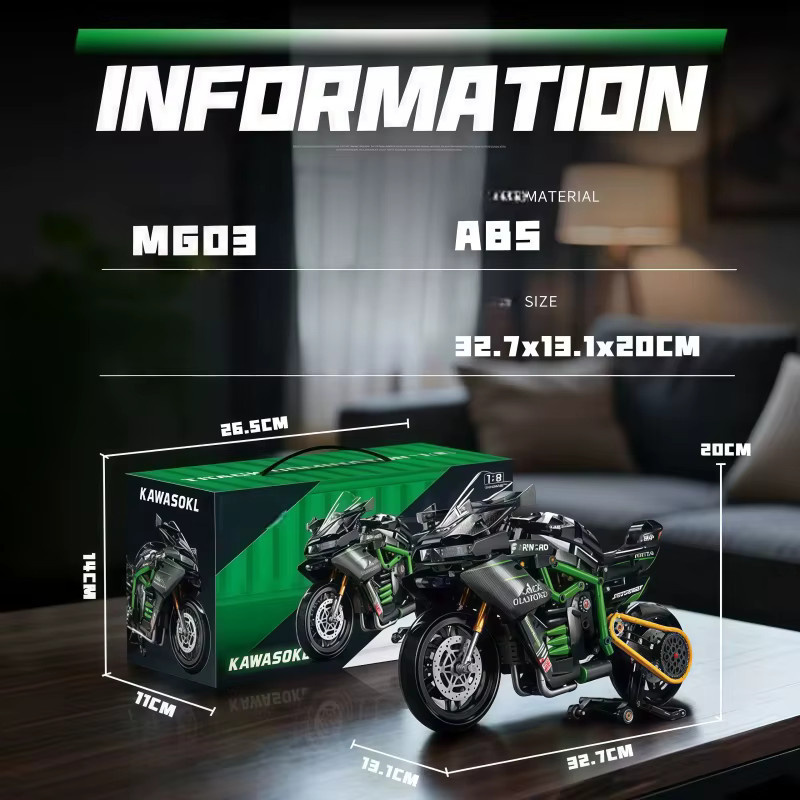 CACO BLOCKS Mechanischer Motorrad-Bausatz, Maßstab 1:8 - Bild 6