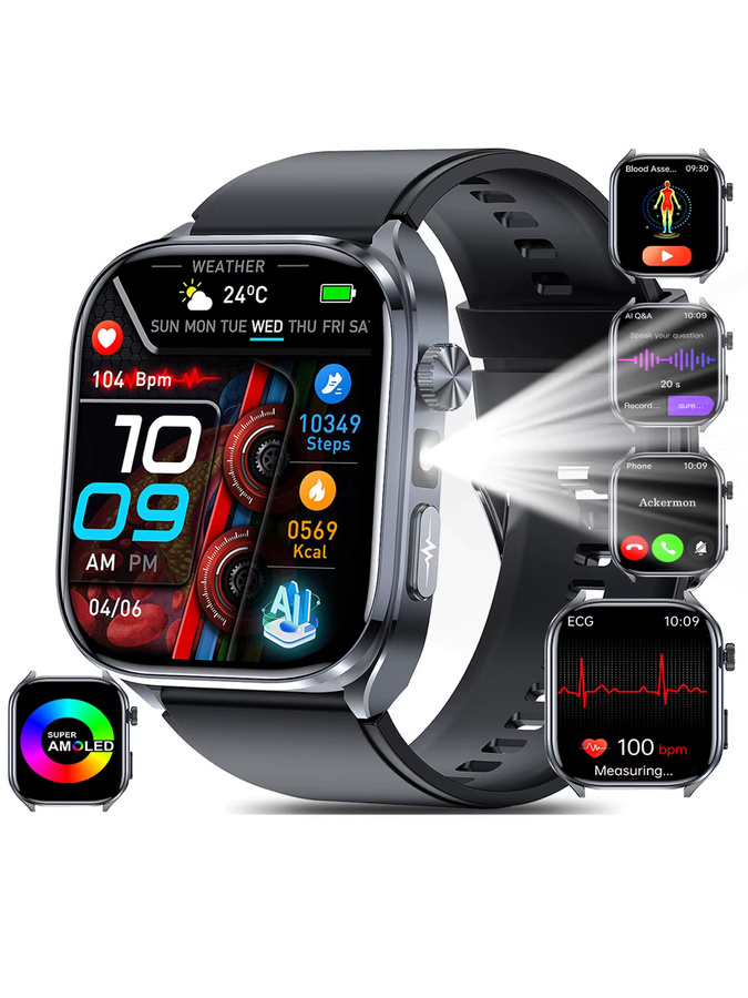Marsyu Smartwatch, Schwarz, Silikon, Unisex - Bild 7
