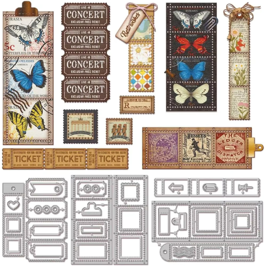 Metall-Stanzformen Briefmarkenrahmen für DIY Scrapbooking und Kartenherstellung in Multicolour - Bild 4
