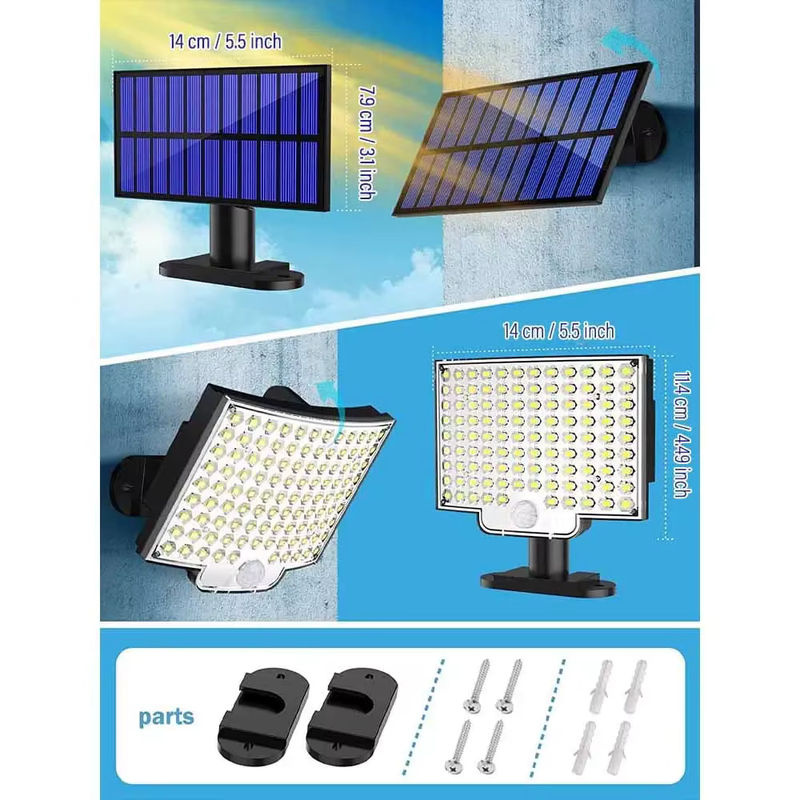ZHIYU 106 LED Solarleuchte Schwarz mit Bewegungsmelder und Fernbedienung, Wasserdichtes Solar-Flutlicht für Terrasse, Garage und Hinterhof - Bild 5