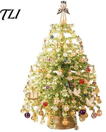 xinchengdahai Perlen-Weihnachtsbaum-Set, Bastelset, mit LED-Lichtern, für Erwachsene