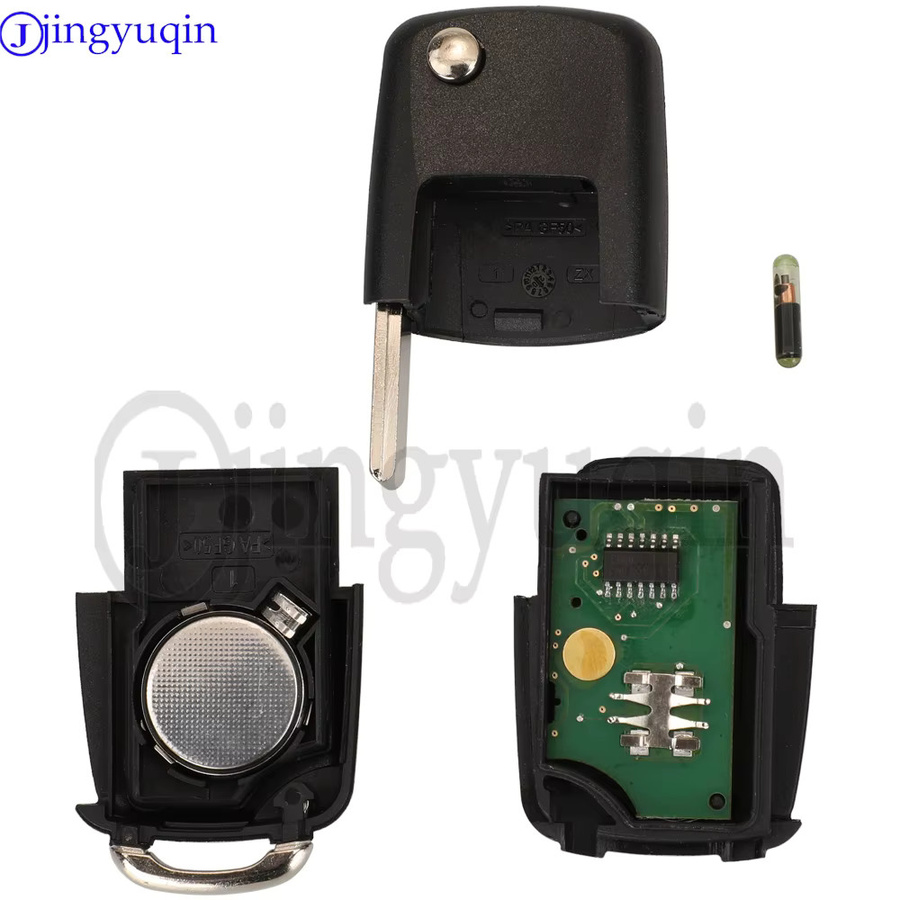 Jingyuqin Auto-Klappschlüssel für Volkswagen Golf Passat Bora Sharan und Seat Leon Toledo ab 1998, 3-Tasten Fernbedienung ID48 315MHz, Schwarz - Bild 5