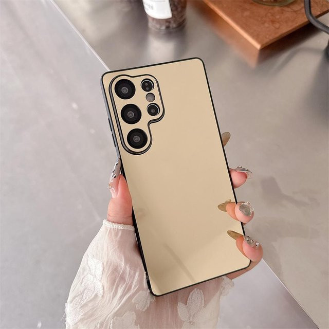 Stoßfeste Make-up Spiegel Handyhülle für Samsung Galaxy S25 S24 S23 S22 Ultra Plus FE mit vergoldetem schwarzen Rahmen - Bild 1