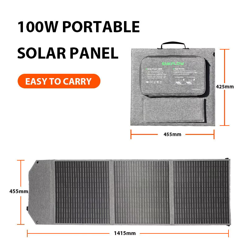 Sukflow 100W Faltbares Solarpanel Tragbares Ladegerät IP67 Wasserdicht für Camping und Wohnmobil - Bild 3
