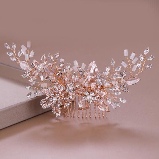 Wucifang Jewelry Haarkamm, Roségold, Strass, Kristall, Damen - Bild 1
