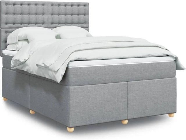 vidaXL Hybrid-Boxspringbett mit Matratze in Hellgrau, B/T/H: 160 x 200 x 140,5 cm - Bild 1