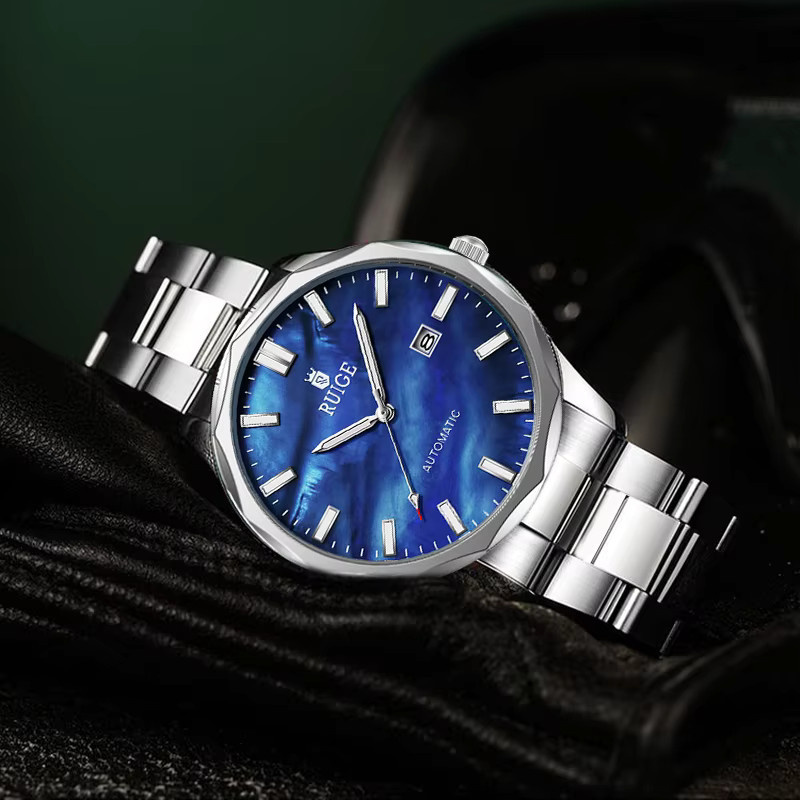 RUIGE Armbanduhr Automatik, Edelstahl, Blau, Herren - Bild 4