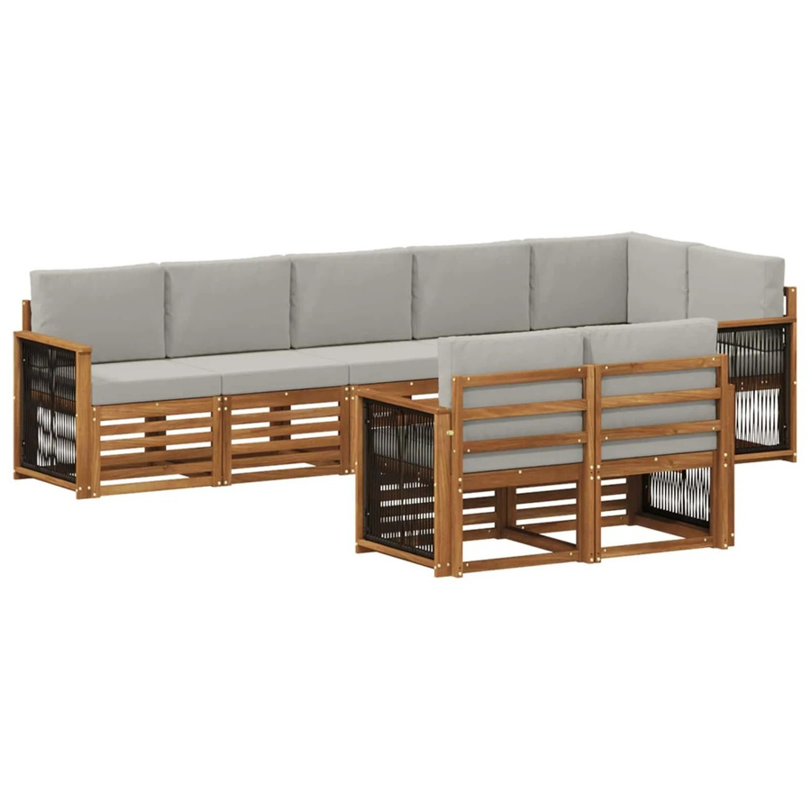 vidaXL Sofagarnitur aus Massivholz Akazie im modernen Latten-Design mit Armlehnen - Bild 2