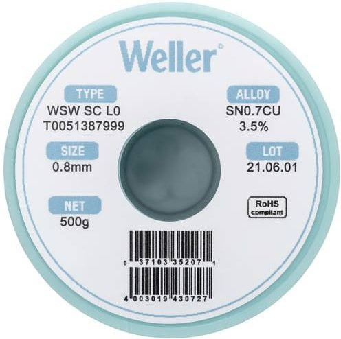 Weller WSW SC L0 Lötzinn bleifrei Sn0,7Cu 0,8mm 500g - Bild 1