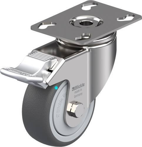 Blickle Lenkrolle LKPXA-PATH 80KFD-FI mit Feststeller in Silber und Grau, Rad-Durchmesser: 80 mm, Tragfähigkeit: 120 kg - Bild 1