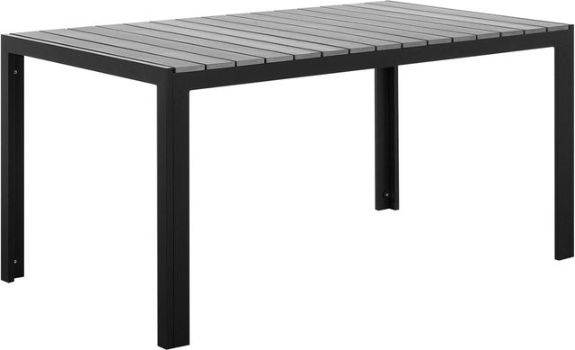 Beliani Gartentisch COMO in Grau und Schwarz, rechteckiger Tisch aus Aluminium und Kunststoff, B/T/H: 150 x 90 x 74 cm - Bild 1