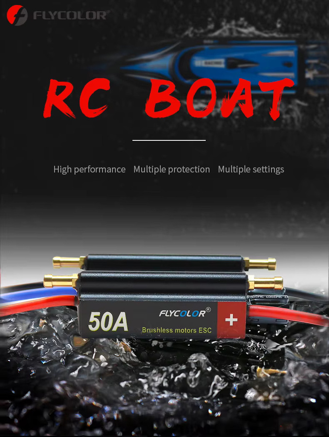 FlyColor RC Boot ESC, Wasserdichter Bürstenloser Geschwindigkeitsregler mit Programmkarte - Bild 2