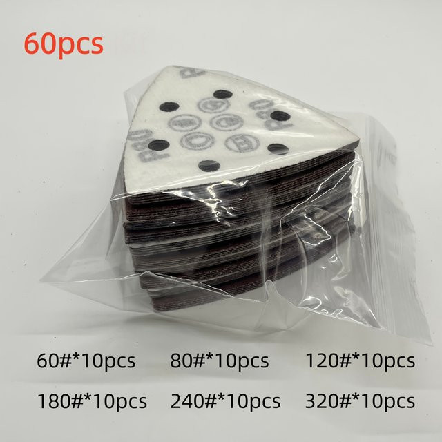 60 Stück Dreieckige Schleifpads mit Klettverschluss, Schleifpapier Set mit Körnung 60-320 für Schleifmaschinen - Bild 1