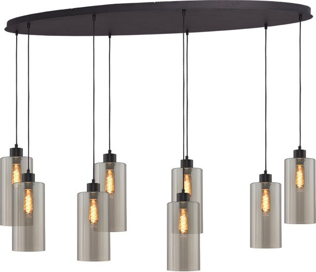 Masterlight Ortona Pendelleuchte 8-flammig oval in Schwarz matt mit transparentem Glas - Bild 1