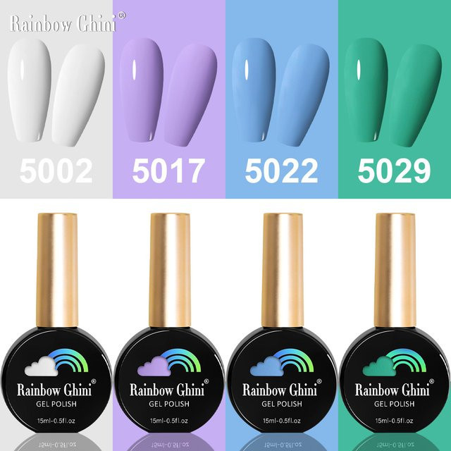 Rainbow Ghini SemiPermanent Gel Nagellack Set, 4 Teile, Schwarz und Weiß, Nude, Rosa - Bild 1