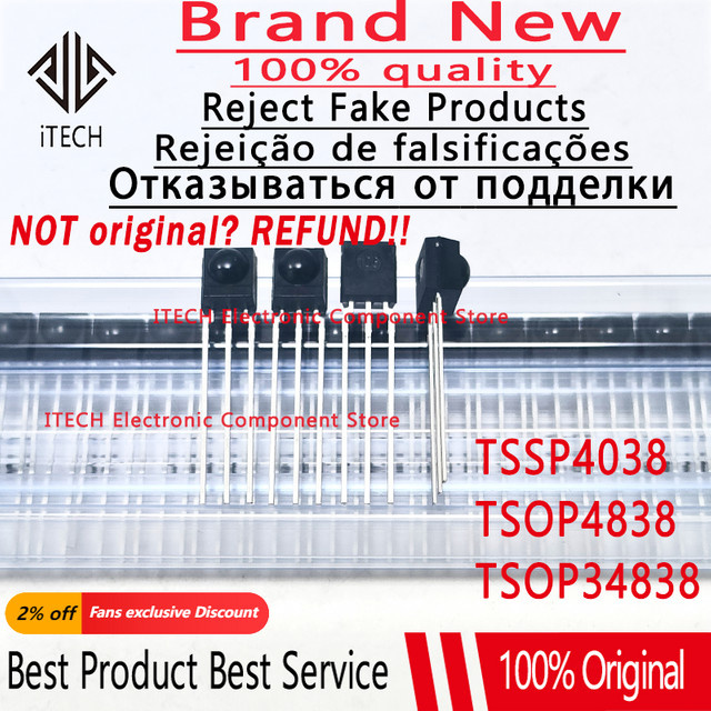 10er Set Original Infrarot-Empfängermodule DIP-3 Schwarz für Lichtrankensysteme TSSP4038 TSSP4038SS1XB TSOP4838 TSOP34838 - Bild 1