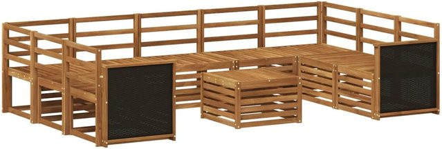 vidaXL Sofagarnitur aus Massivholz Akazie in Braun mit Latten-Design und Armlehnen - Bild 1