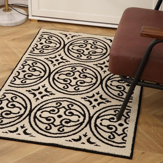 Hochwertige Eingangsmatte in Beige, wetterfester und rutschfester Fußabtreter mit modernem Grafikdesign, B/T: 60 x 90 cm - Bild 1