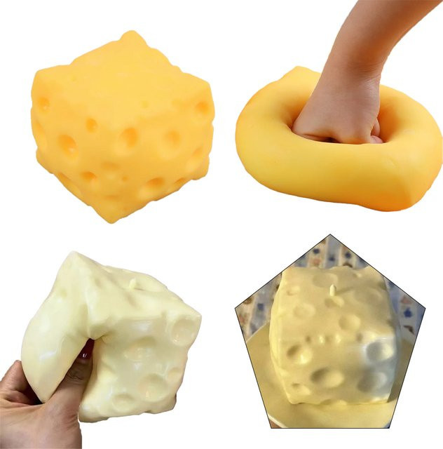 Bandai Käse-Quetschspielzeug, Simulierter Riesen-Käse-Fidget-Ball, mit langsamem Rückprall - Bild 1
