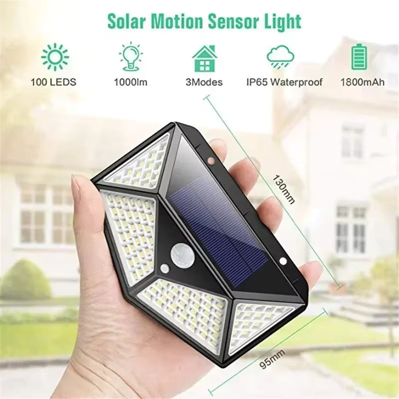 Heinast Solar Wandleuchte mit 100 LED und Bewegungsmelder, Modernes Outdoor Nachtlicht für Garten und Treppen, Schwarz/Weiß - Bild 3